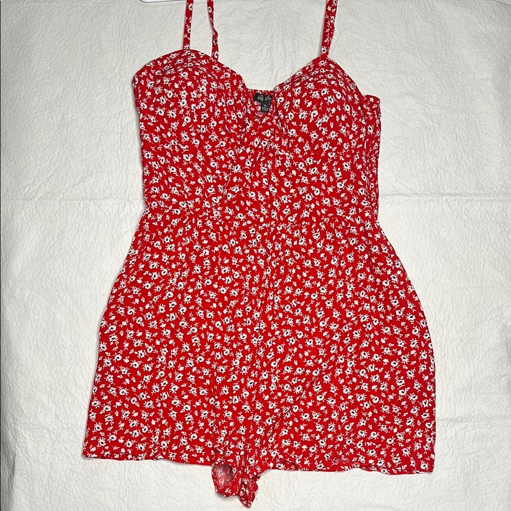 Lily Rose Red Floral Romper